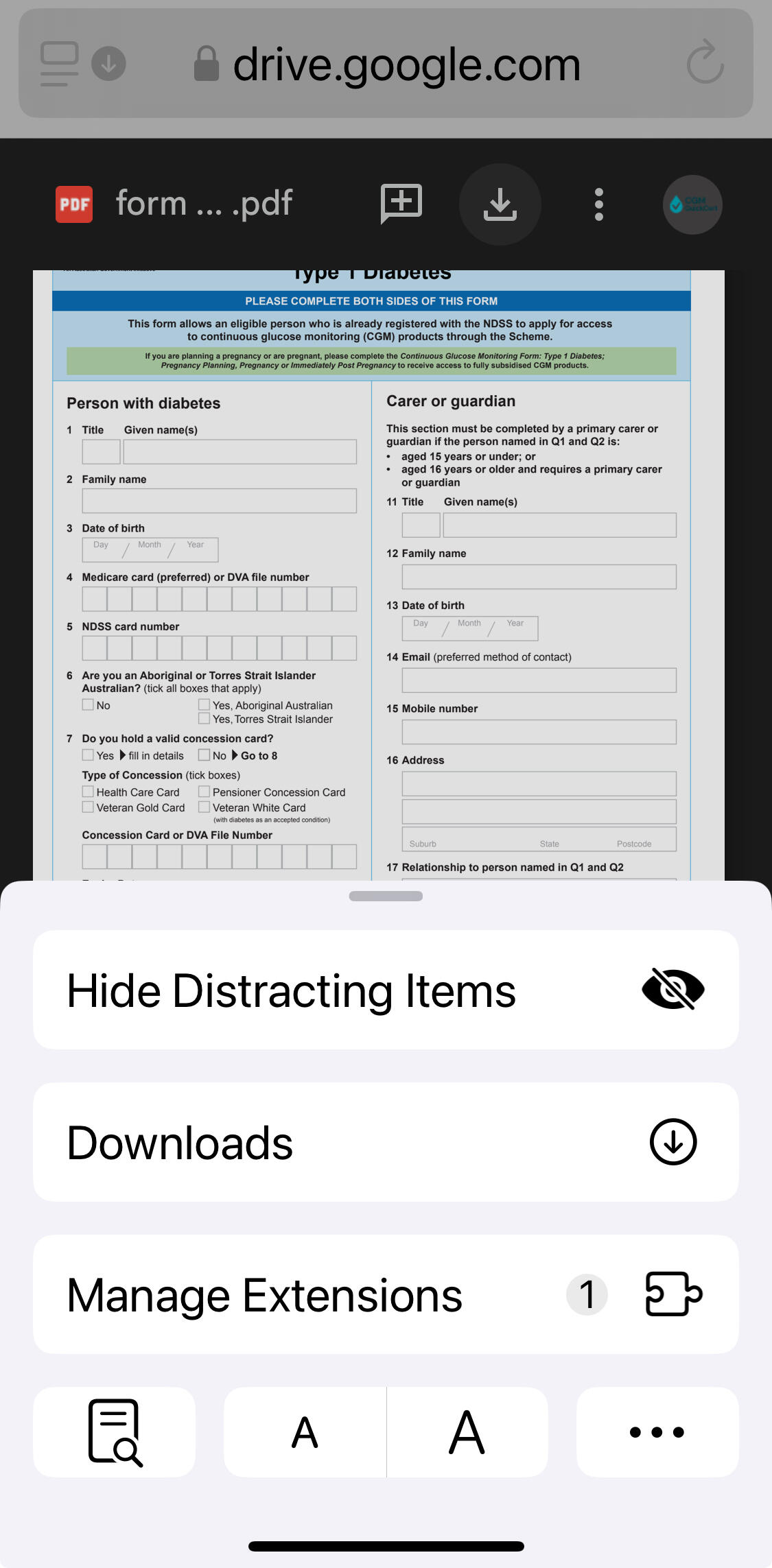 NDSS Continuous and Flash Glucose Monitoring Access Form online certification